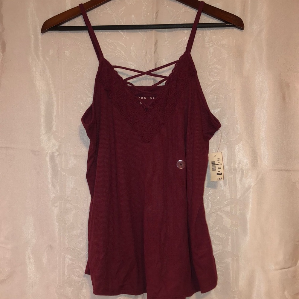 Detailed Maroon Tank Top